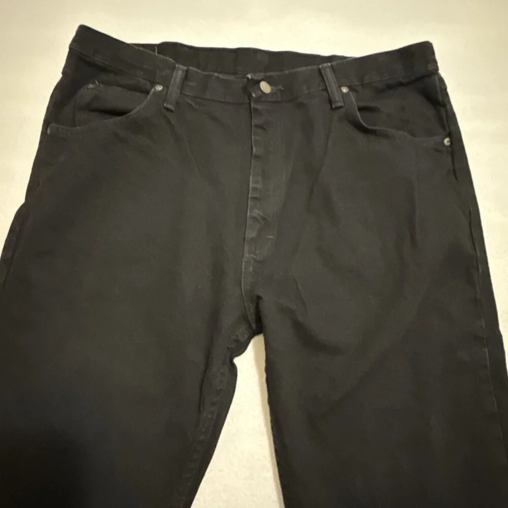 Wrangler Premium Quality Mens Black Straight Leg Denim Jeans 38x34